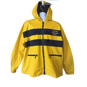Catalina Island Mens Large Fleece Lined Hooded Full Zip Windbreaker EUC